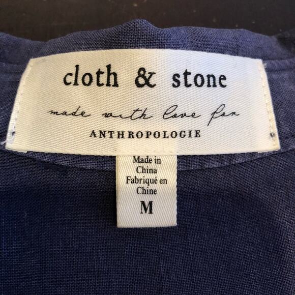 Anthropologie Cloth & Stone dark blue eyelet trim button down top size Medium - Picture 8 of 15